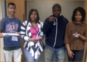 Molecule Winners pictured from left to right: 9th grader Jordan Davis (calcium hydroxide), 9th grader E'Special Williams (ammonium), 7th grader Anthony Scott (sulfuric acid) and 7th grader Antionyse Jackson-Ray (sulfuric acid).