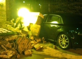 PIC: Main entrance wall crumbles, security responds as car crashes at Easterly plant