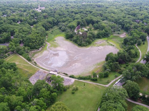 Aerial drone photo of Horseshoe Lake Park