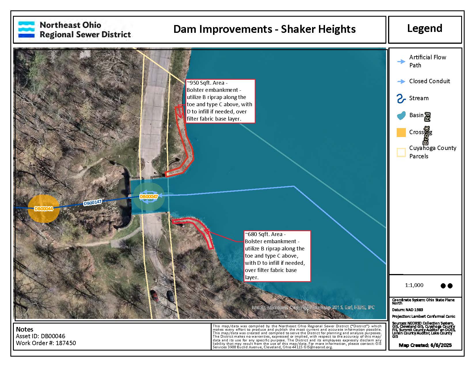 Map of Dam Improvements work in Shaker Heights