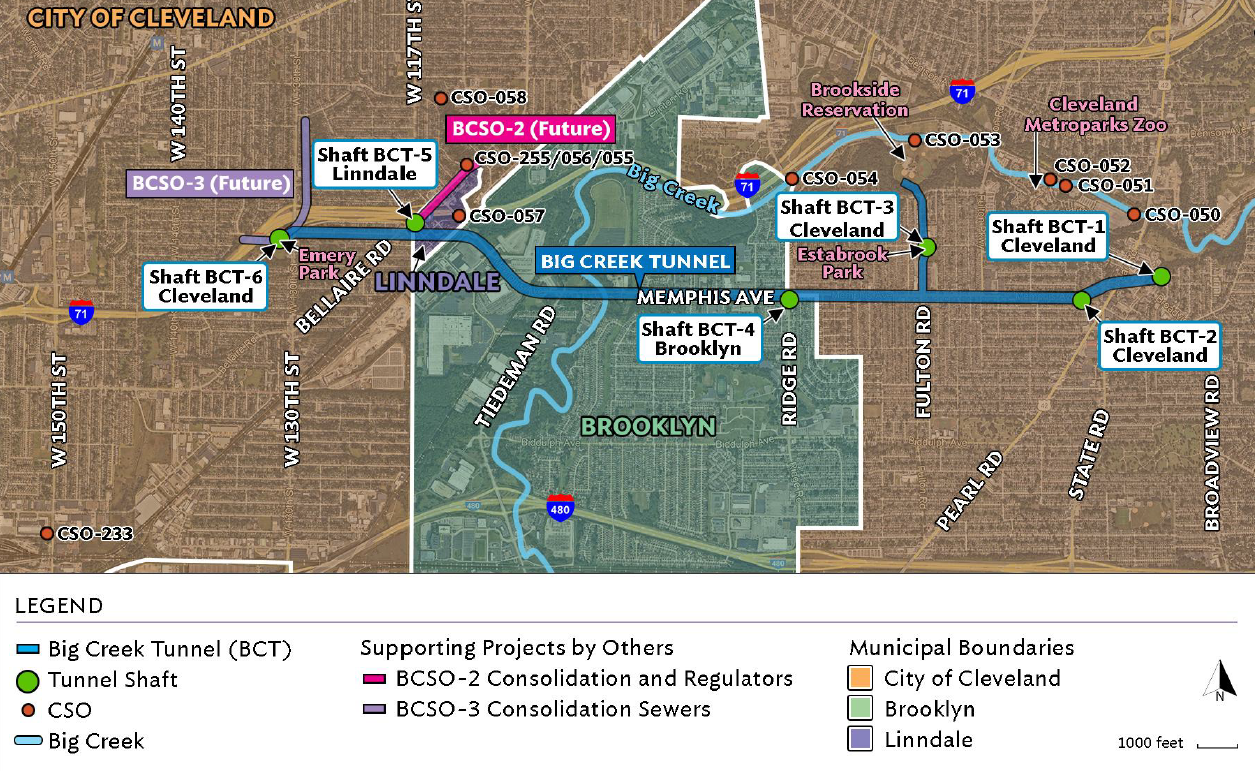Big Creek Tunnel alignment map